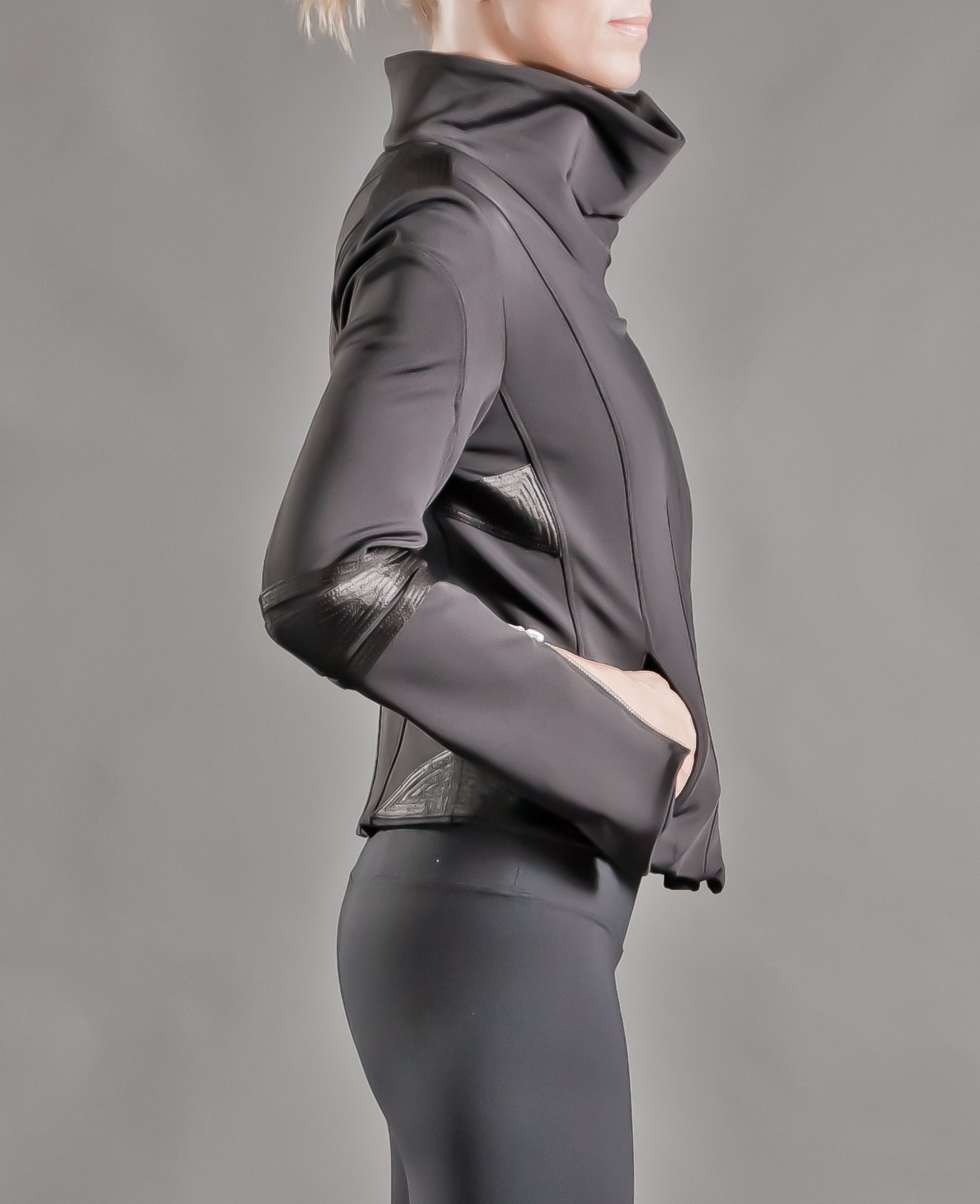Sculptural PAYNE jacket in side view
