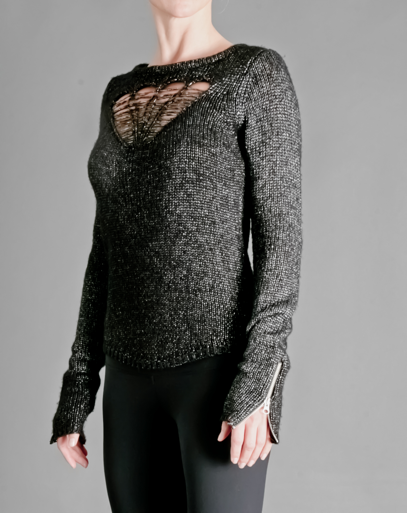 Textured PAYNE knit top with lace detail