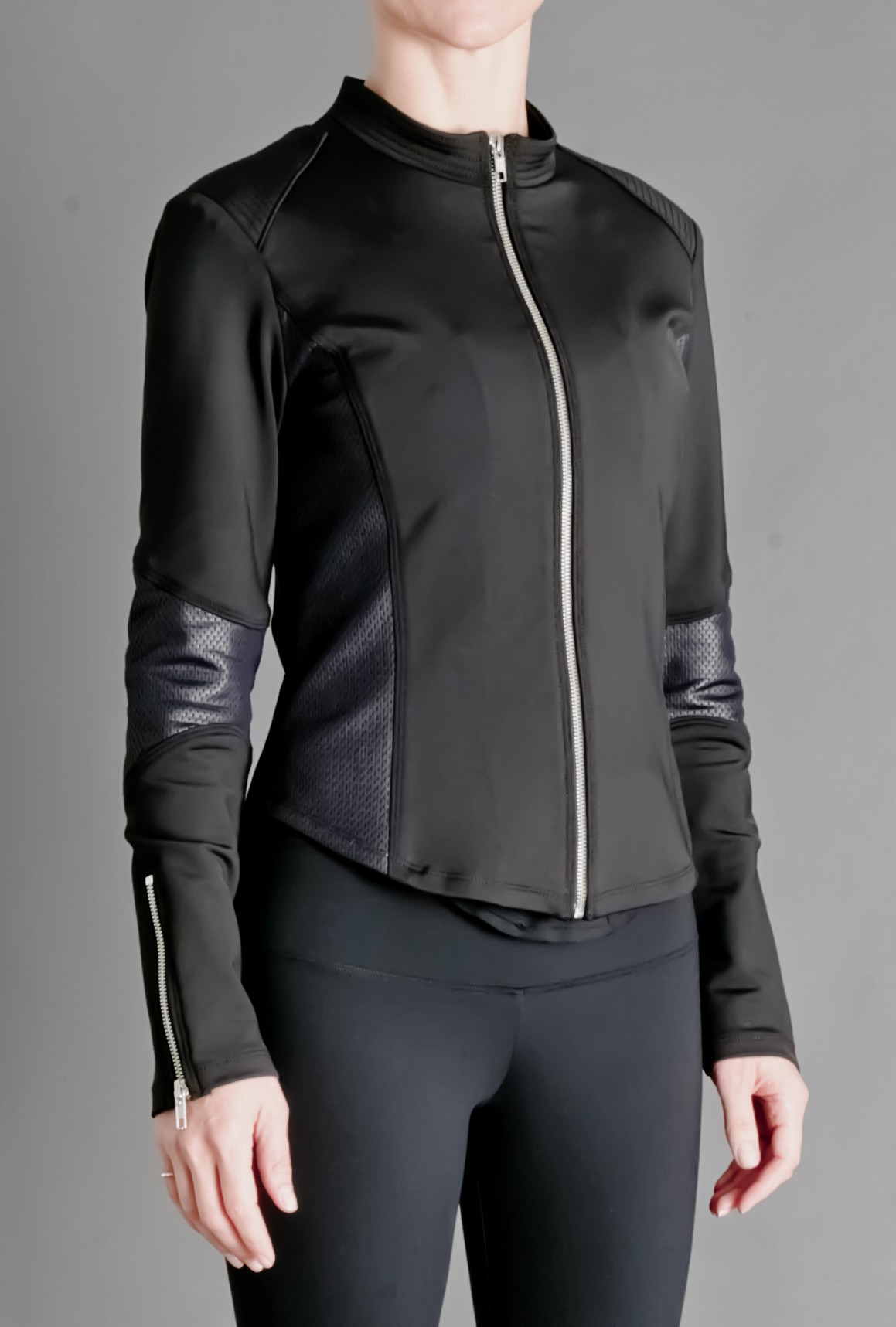 Fitted black PAYNE zip jacket