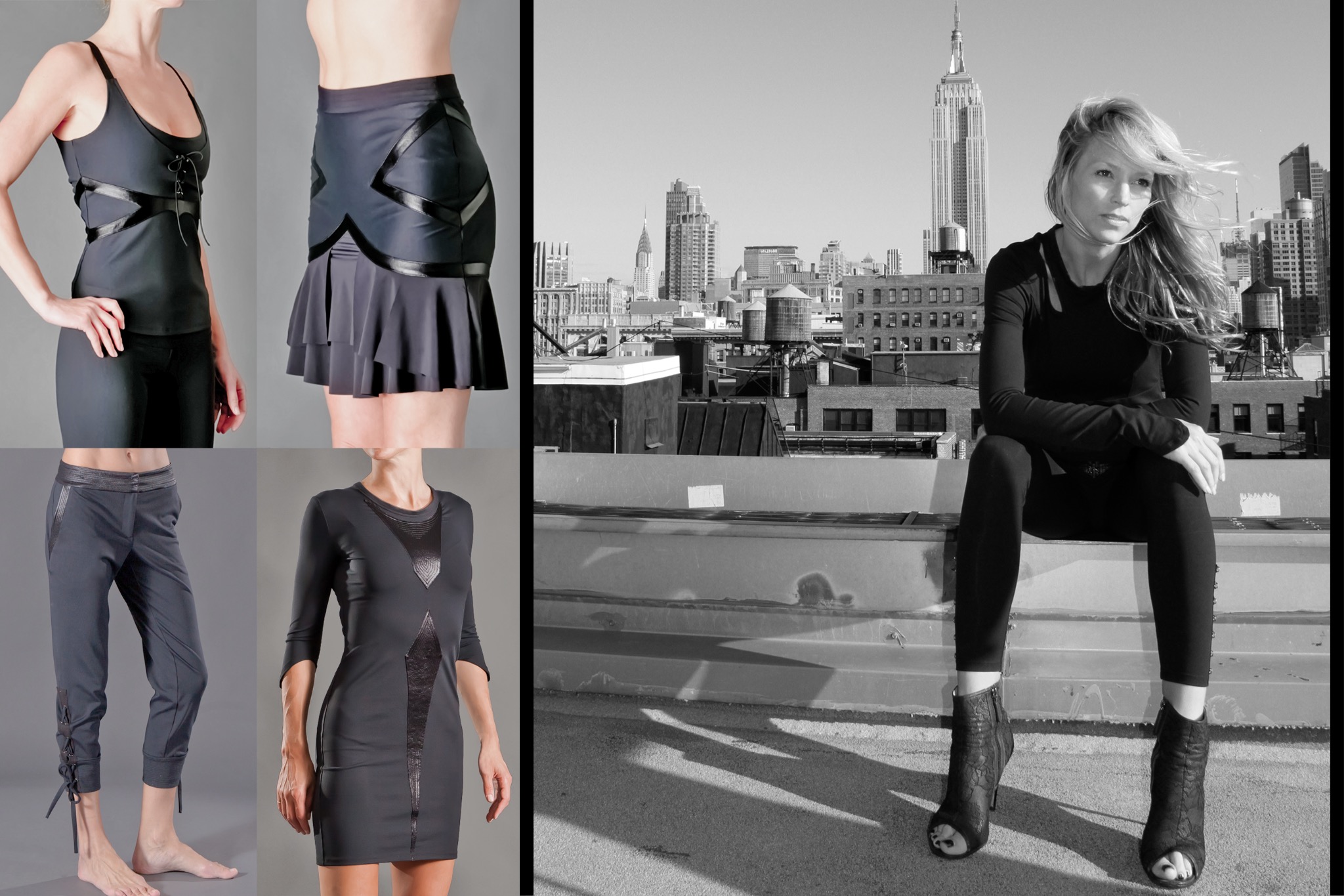 PAYNE black performance pieces and a rooftop campaign portrait in New York