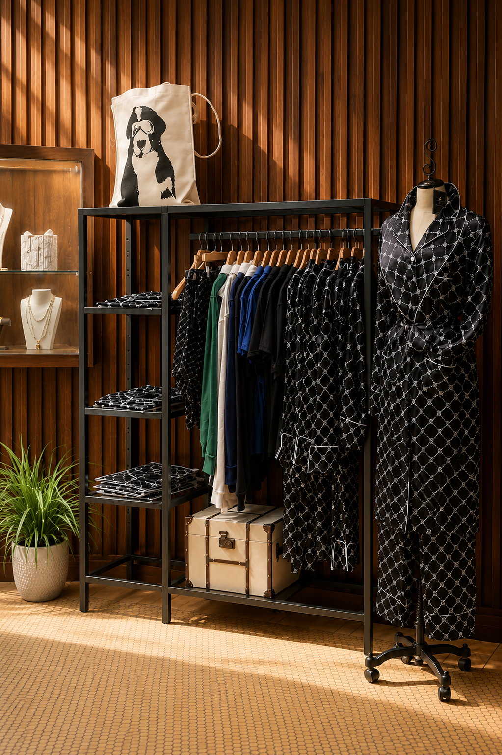 The complete St. Regis Aspen silk collection displayed in its full retail installation