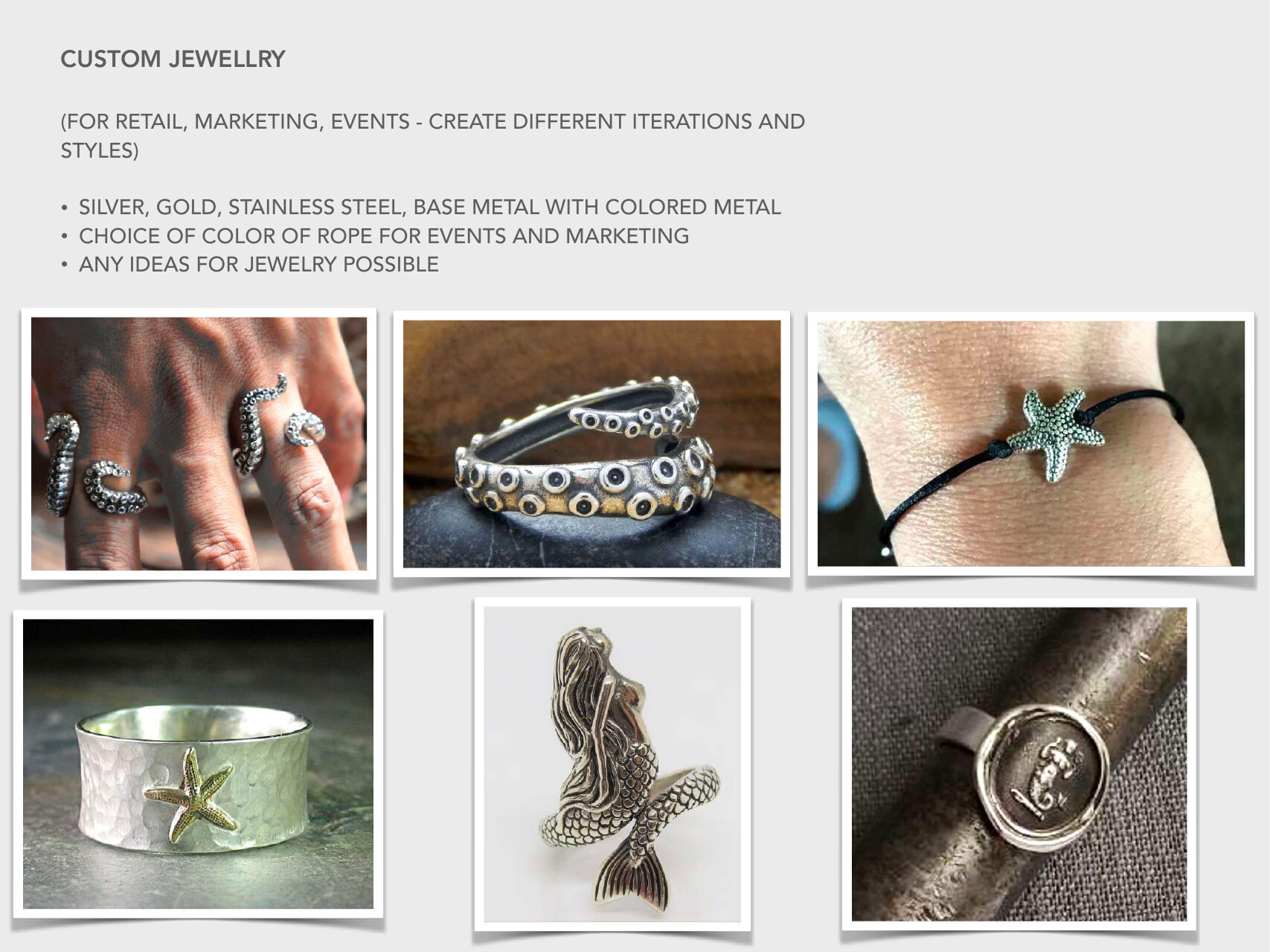 Virgin Voyages custom jewelry collection including starfish, rope, and sailor-inspired designs