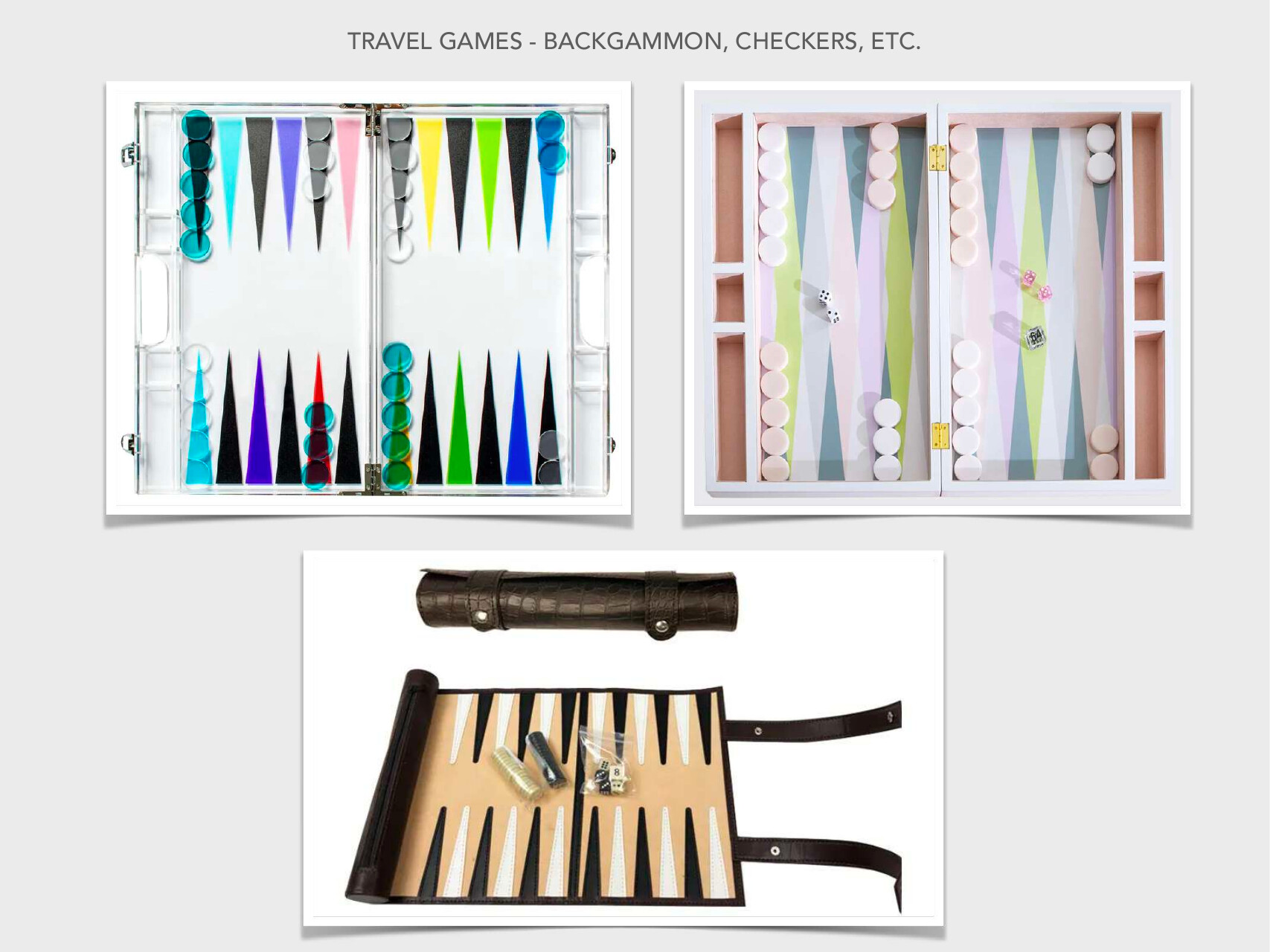 Virgin Voyages custom travel games including backgammon and chess sets